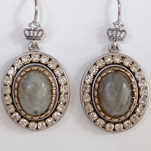 Juicy Couture Jewelry - NWOT Juicy Couture Oval Labradorite & Crystal French Wire Dangle Earrings